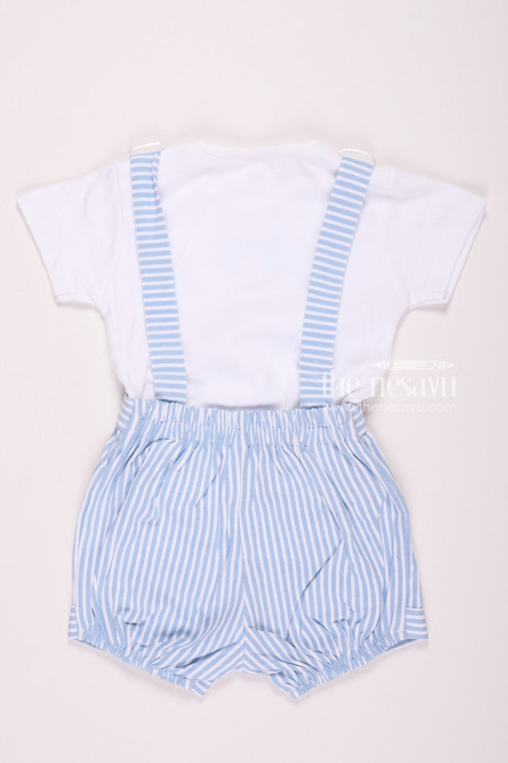 The Nesavu Baby Rompers/Onesies Striped Bear Bow Tie Baby Boy Romper Set Nesavu Striped Bear Bow Tie Baby Boy Romper Set - Adorable & Charming