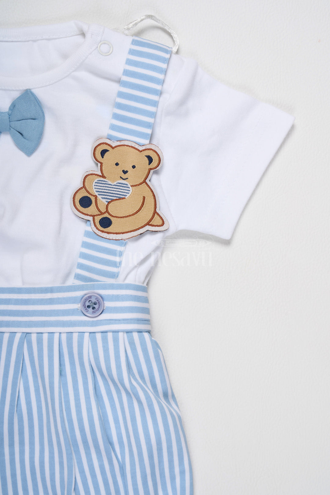 The Nesavu Baby Rompers/Onesies Striped Bear Bow Tie Baby Boy Romper Set Nesavu Striped Bear Bow Tie Baby Boy Romper Set - Adorable & Charming