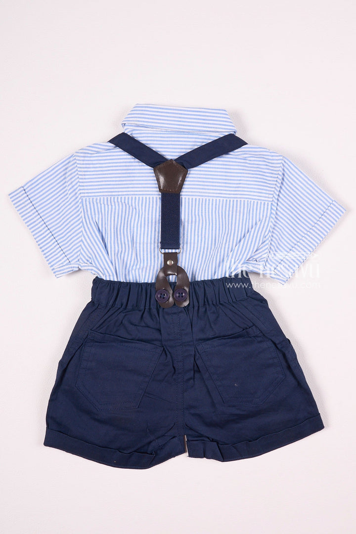 The Nesavu Baby Rompers/Onesies Striped Bow Tie Suspender Baby Boy Romper Set Nesavu Striped Bow Tie Suspender Baby Boy Romper Set - Classic & Charming