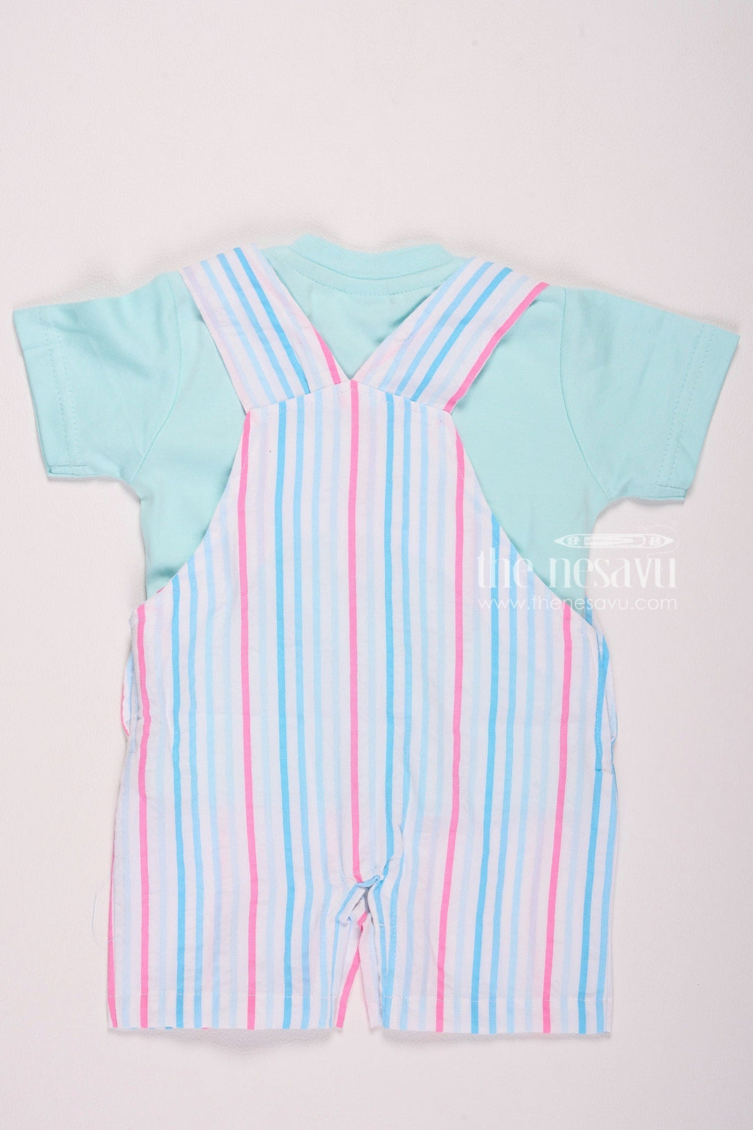 The Nesavu Baby Rompers/Onesies Striped Bunny Baby Boy Romper Set Aqua Nesavu Striped Bunny Baby Boy Romper Set - Aqua - Cute & Comfortable