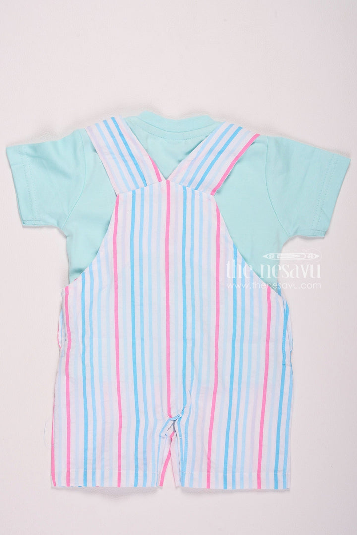 The Nesavu Baby Rompers/Onesies Striped Bunny Baby Boy Romper Set Aqua Nesavu Striped Bunny Baby Boy Romper Set - Aqua - Cute & Comfortable