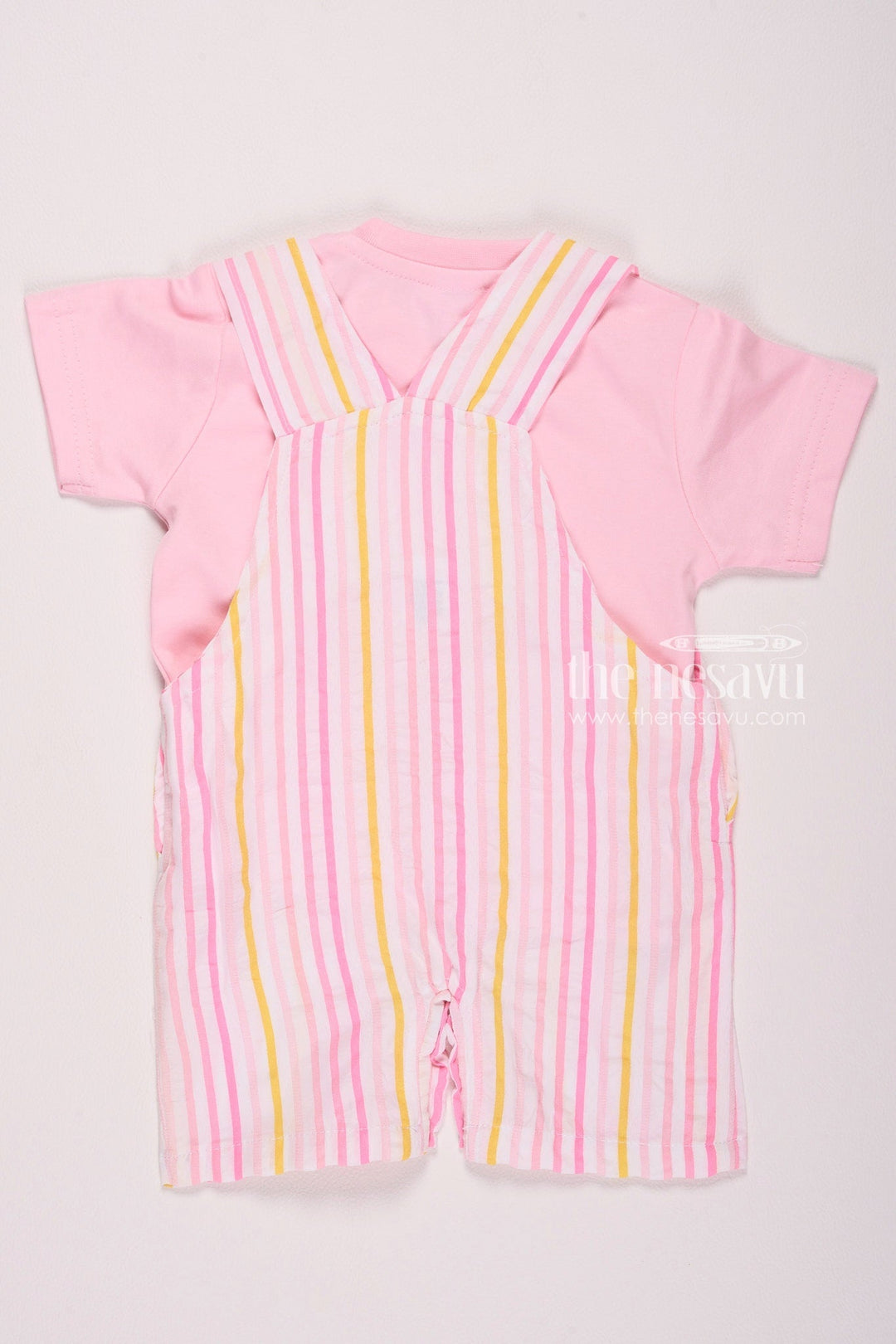 The Nesavu Baby Rompers/Onesies Striped Bunny Baby Boy Romper Set Pink Nesavu Striped Bunny Baby Boy Romper Set - Pink - Adorable & Comfortable