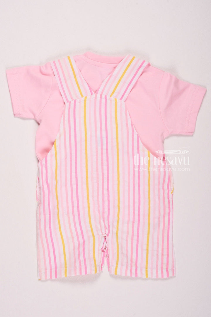 The Nesavu Baby Rompers/Onesies Striped Bunny Baby Boy Romper Set Pink Nesavu Striped Bunny Baby Boy Romper Set - Pink - Adorable & Comfortable