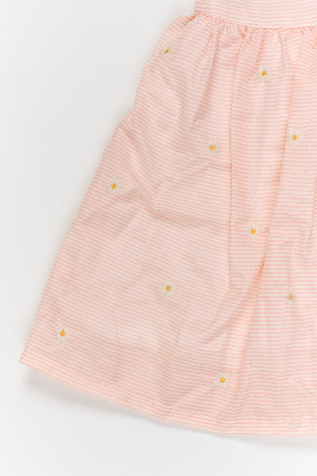 The Nesavu Girls Cotton Frock Striped Cotton Frock with Daisy Embroidery for Sunny Days and Casual Outings Nesavu Nesavu striped cotton frock with floral embroidery – ideal for casual wear and daytime events