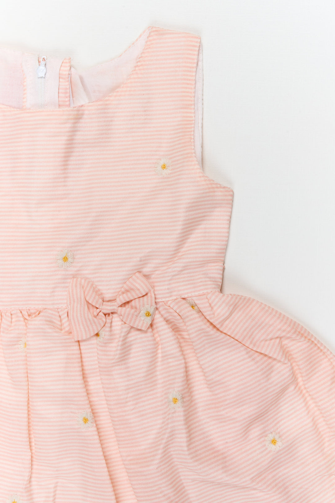 The Nesavu Girls Cotton Frock Striped Cotton Frock with Daisy Embroidery for Sunny Days and Casual Outings Nesavu Nesavu striped cotton frock with floral embroidery – ideal for casual wear and daytime events