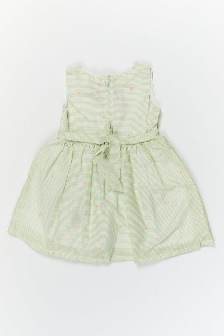 The Nesavu Girls Cotton Frock Striped Cotton Frock with Daisy Embroidery for Sunny Days and Casual Outings Nesavu Nesavu striped cotton frock with floral embroidery – ideal for casual wear and daytime events