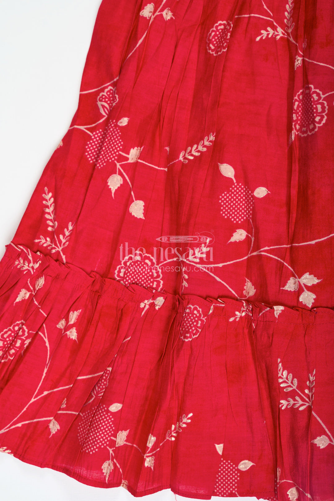 The Nesavu Girls Lehenga Choli Stunning Red Lehenga Choli for Girls with Modal Chanderi Printed Fabric and Embroidered Choli Nesavu Stunning Red Lehenga Choli Girls Modal Chanderi Printed Fabric Embroidered Choli | The Nesavu