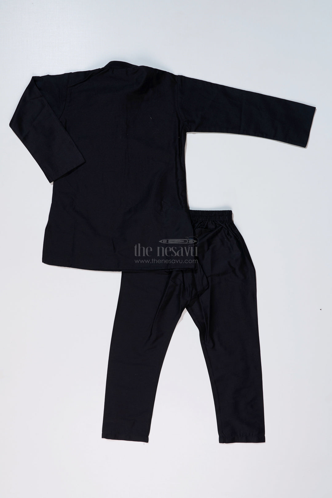The Nesavu Boys Jacket Sets Stylish Black Jacket On Kurta Set for Boys with Floral Embroidered Silk Vest Nesavu Stylish Black Jacket Kurta Set Boys Floral Embroidered Silk Vest | The Nesavu