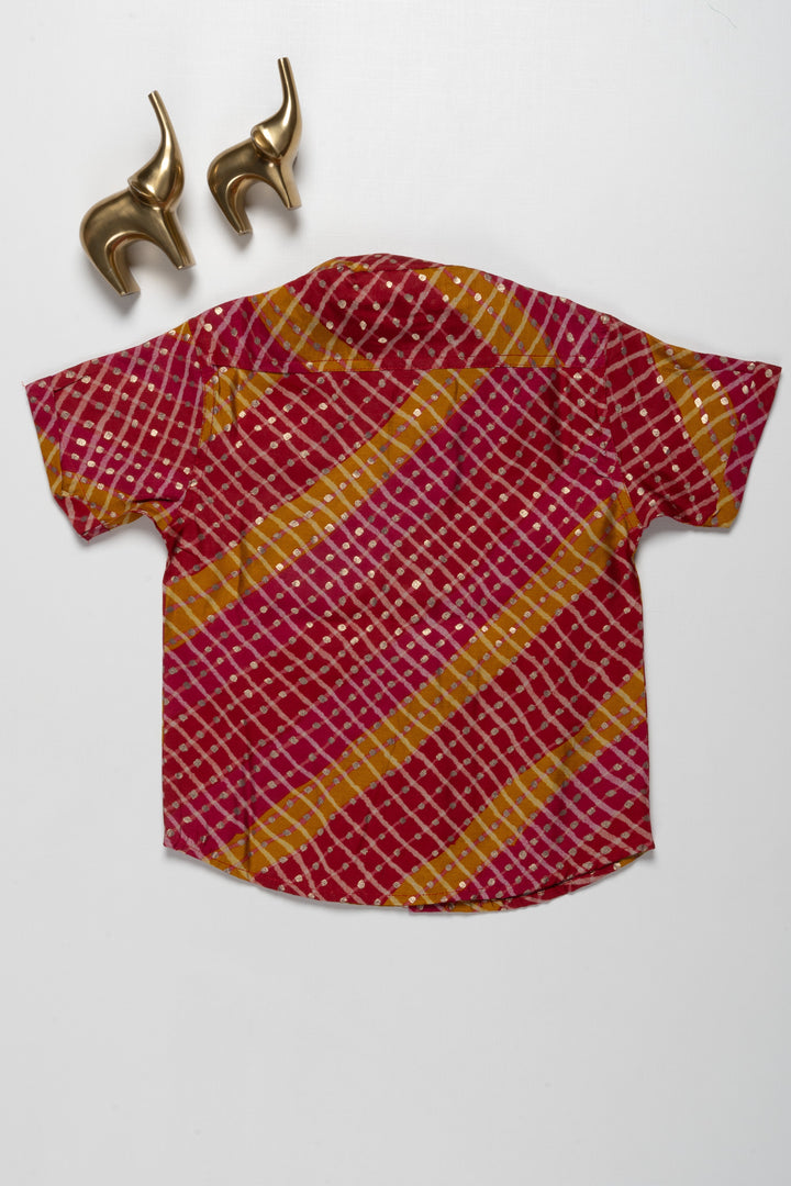 The Nesavu Boys Cotton Shirt Stylish Boys Chanderi Shirt with Diagonal Stripes and Golden Dots For Party Occasions Nesavu Stylish Boys Chanderi Shirt with Diagonal Stripes and Golden Dots | The Nesavu