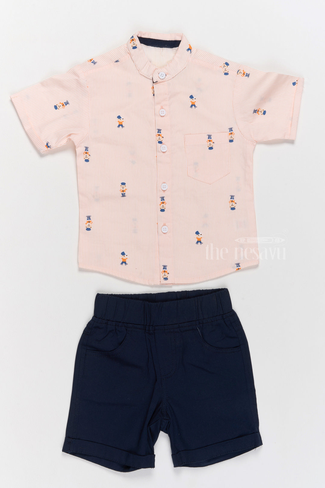 The Nesavu Boys Casual Set Stylish Boys Shirts Shorts Set with Printed Shirt and Cotton Navy Shorts Nesavu Stylish Boys Shirts Shorts Set Printed Shirt Cotton Navy Shorts | The Nesavu