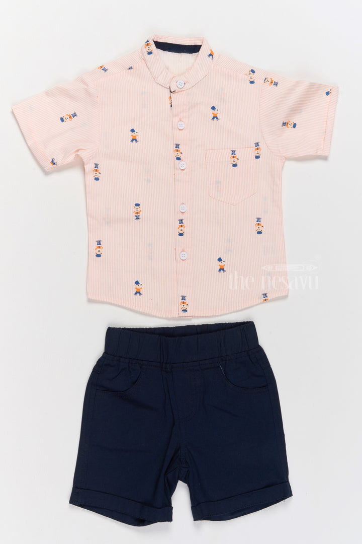The Nesavu Boys Casual Set Stylish Boys Shirts Shorts Set with Printed Shirt and Cotton Navy Shorts Nesavu Stylish Boys Shirts Shorts Set Printed Shirt Cotton Navy Shorts | The Nesavu
