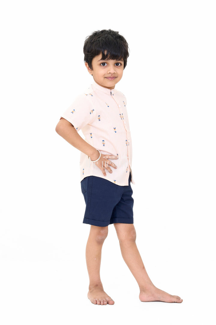 The Nesavu Boys Casual Set Stylish Boys Shirts Shorts Set with Printed Shirt and Cotton Navy Shorts Nesavu Stylish Boys Shirts Shorts Set Printed Shirt Cotton Navy Shorts | The Nesavu