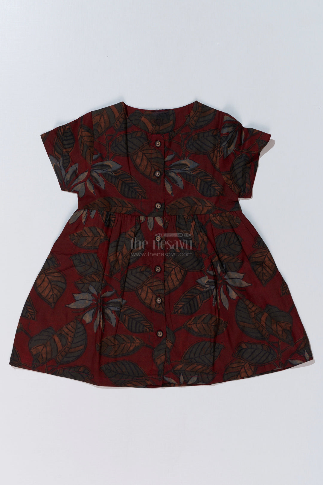 The Nesavu Baby Cotton Frocks Stylish Frock Suit Latest Design for Baby Girls in Cotton Block Printed Fabric Nesavu 10 (NB) / Maroon BFJ731A-10 Stylish Frock Suit Latest Design Baby Girls Cotton Block Printed Fabric | The Nesavu