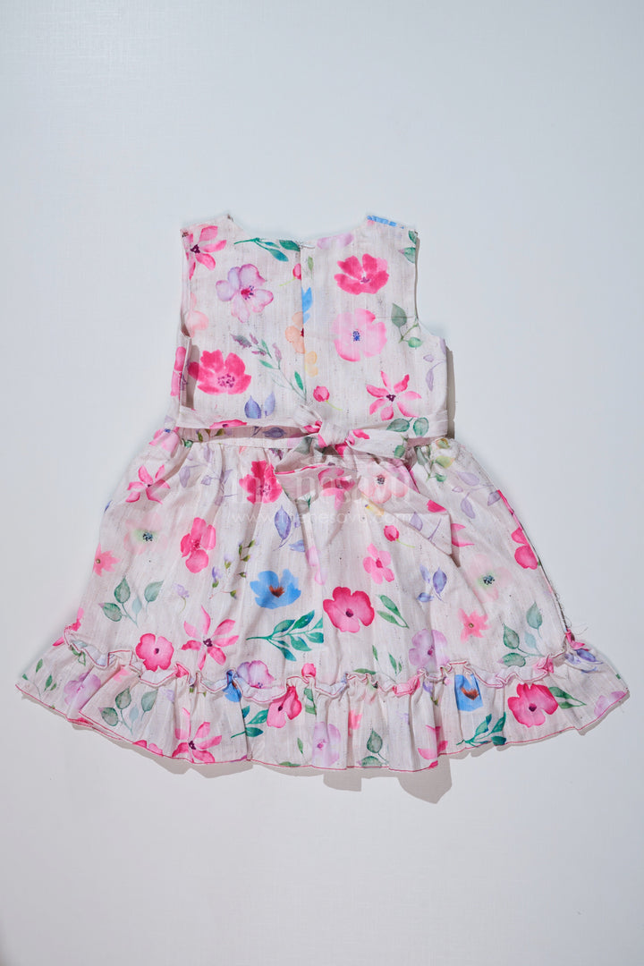 The Nesavu Girls Fancy Frock Stylish Frock with Overcoat for Girls in Flax Cotton with Digital Floral Print Nesavu Stylish Frock Overcoat Girls Flax Cotton Digital Floral Print | The Nesavu