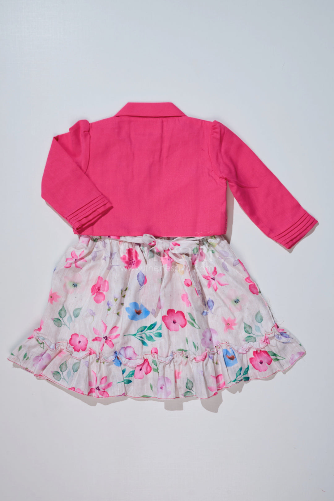 The Nesavu Girls Fancy Frock Stylish Frock with Overcoat for Girls in Flax Cotton with Digital Floral Print Nesavu Stylish Frock Overcoat Girls Flax Cotton Digital Floral Print | The Nesavu