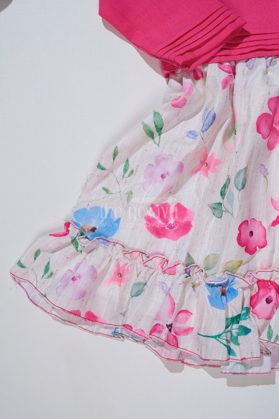 The Nesavu Girls Fancy Frock Stylish Frock with Overcoat for Girls in Flax Cotton with Digital Floral Print Nesavu Stylish Frock Overcoat Girls Flax Cotton Digital Floral Print | The Nesavu