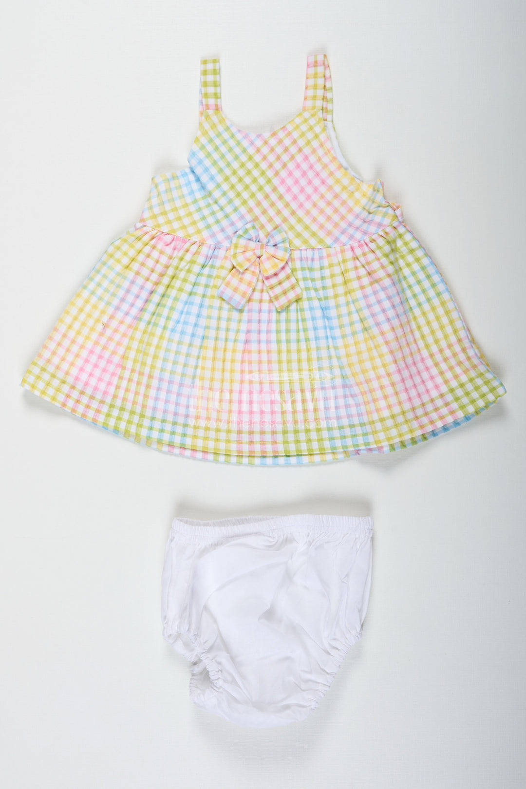 The Nesavu Baby Cotton Frocks Stylish Frocks for Baby Girl in Soft Cotton with Multicolor Checks and Matching Bloomers Nesavu 10 (NB) / Multicolor BFJ774A-10 Stylish Baby Girl Cotton Frock Multicolor Checks Print Matching White Bloomers | The Nesavu