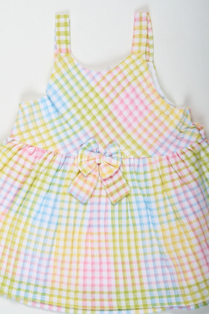The Nesavu Baby Cotton Frocks Stylish Frocks for Baby Girl in Soft Cotton with Multicolor Checks and Matching Bloomers Nesavu Stylish Baby Girl Cotton Frock Multicolor Checks Print Matching White Bloomers | The Nesavu