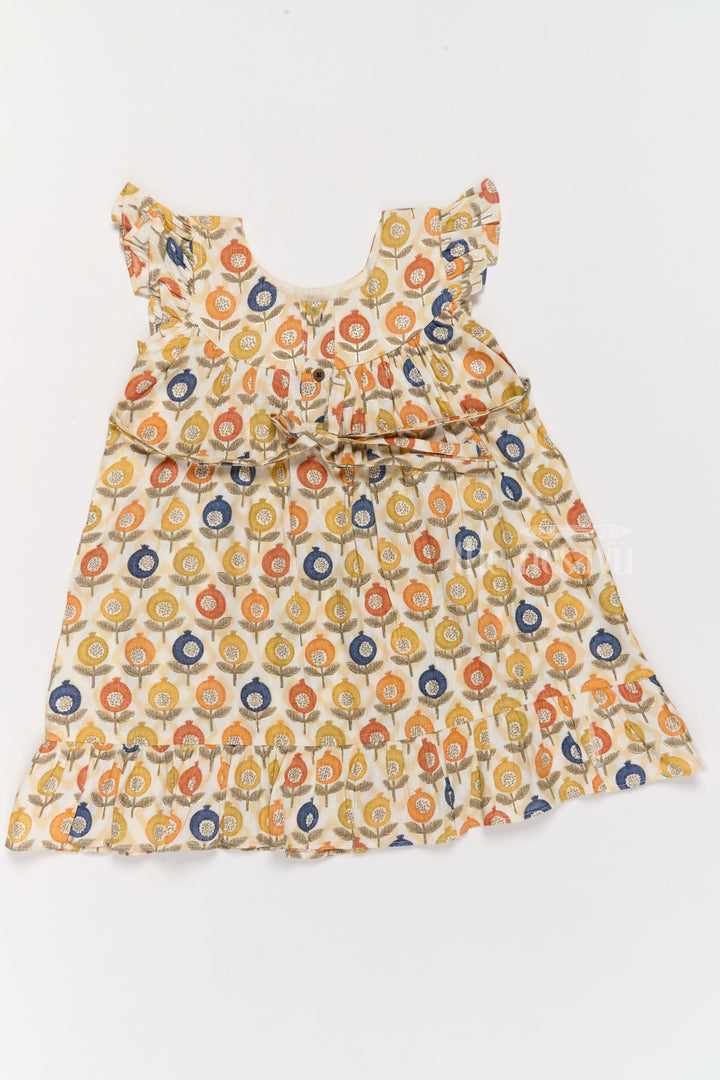 The Nesavu Girls Cotton Frock Stylish Girls Cotton Daily Wear Dress with Vibrant Floral Pattern and Ruffle Details Nesavu Girls Cotton Daily Wear Dress Cheerful Floral Print Ruffles Lace Yoke | The Nesavu