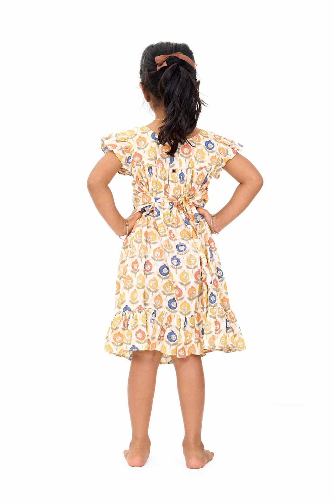 The Nesavu Girls Cotton Frock Stylish Girls Cotton Daily Wear Dress with Vibrant Floral Pattern and Ruffle Details Nesavu Girls Cotton Daily Wear Dress Cheerful Floral Print Ruffles Lace Yoke | The Nesavu