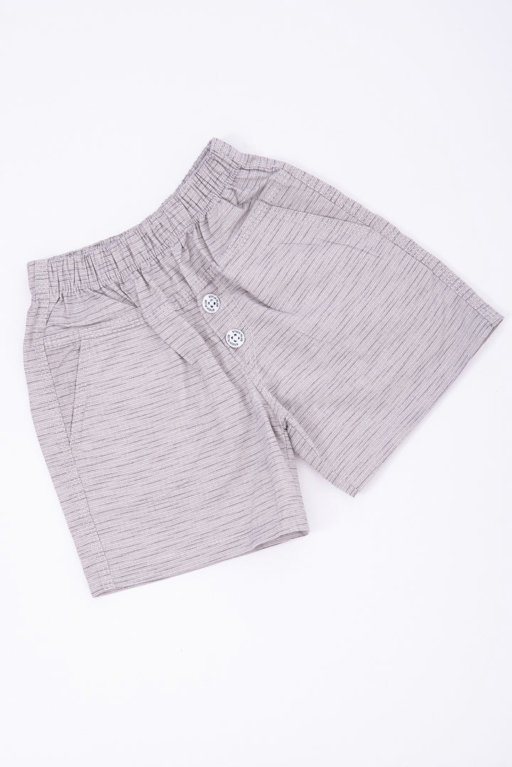 The Nesavu Boys Shorts Stylish Grey Cotton Boys Dress Shorts Nesavu Grey Cotton Boys Dress Shorts with Elastic Waist Back