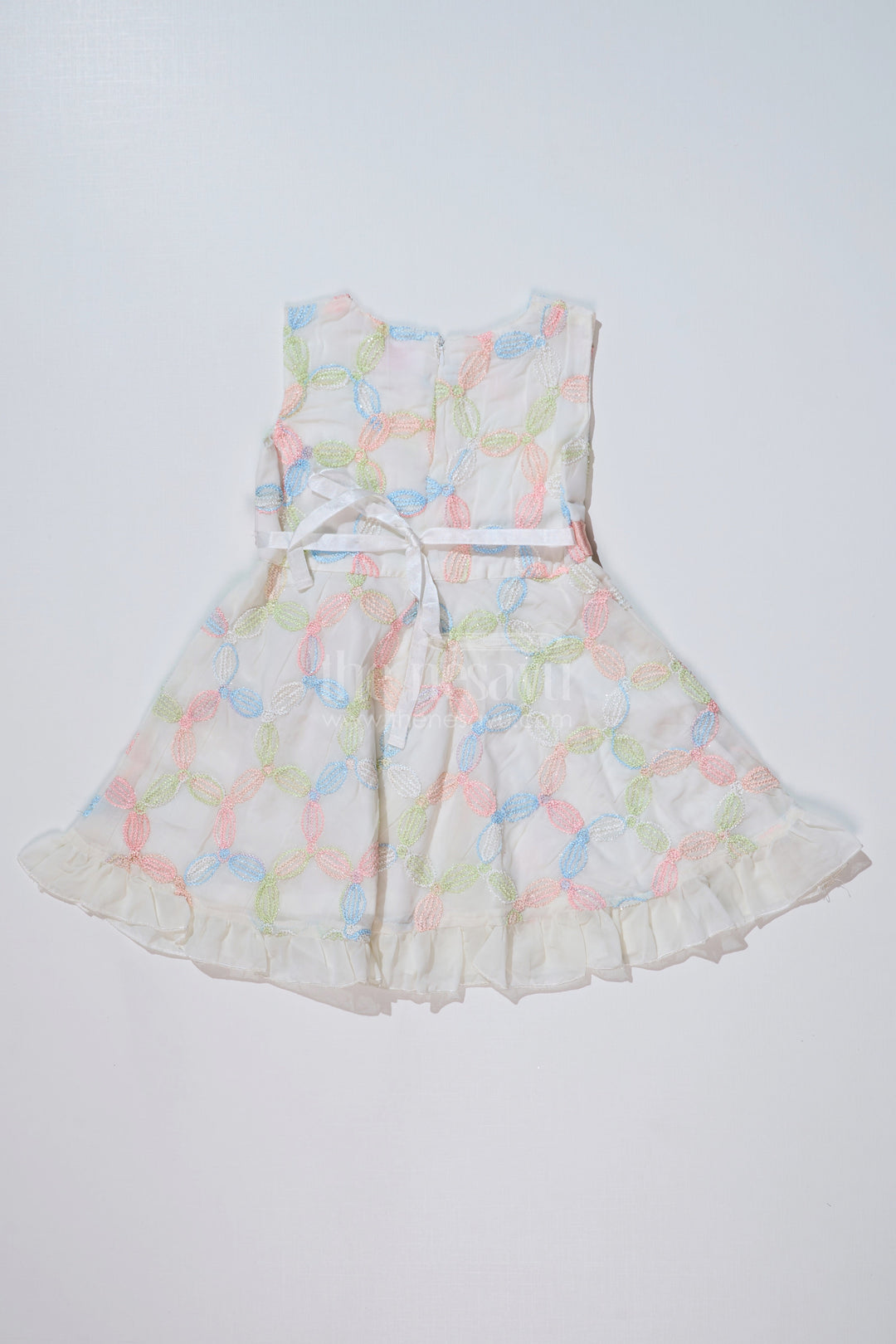 The Nesavu Girls Fancy Frock Stylish Multi Color Casual Dress for Girls in Fancy Designer Fabric with Bow Accent Nesavu Multi Color Casual Dress Girls Fancy Designer Fabric Bow Accent | The Nesavu