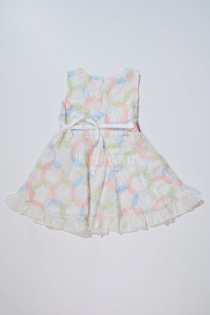 The Nesavu Girls Fancy Frock Stylish Multi Color Casual Dress for Girls in Fancy Designer Fabric with Bow Accent Nesavu Multi Color Casual Dress Girls Fancy Designer Fabric Bow Accent | The Nesavu