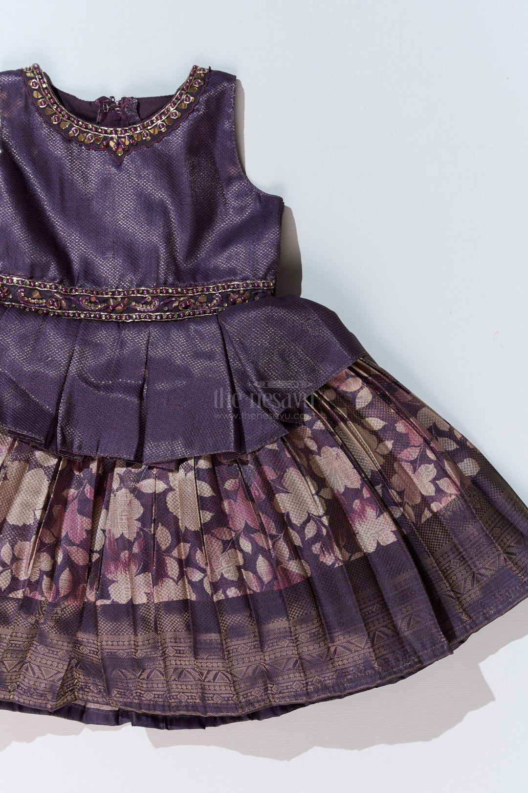 The Nesavu Silk Frock Stylish New Fashion Frock for Girls with Banarasi Jacquard and Peplum Design Nesavu Stylish New Fashion Frock Girls Banarasi Jacquard Peplum Design | The Nesavu