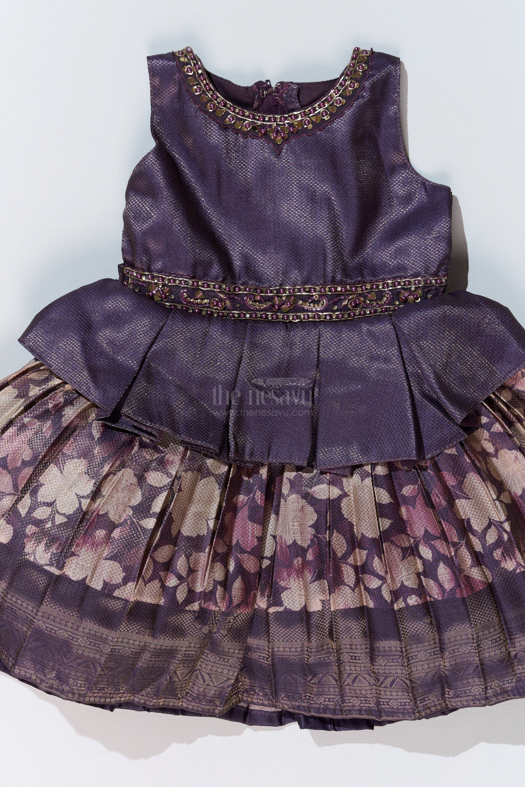 The Nesavu Silk Frock Stylish New Fashion Frock for Girls with Banarasi Jacquard and Peplum Design Nesavu Stylish New Fashion Frock Girls Banarasi Jacquard Peplum Design | The Nesavu