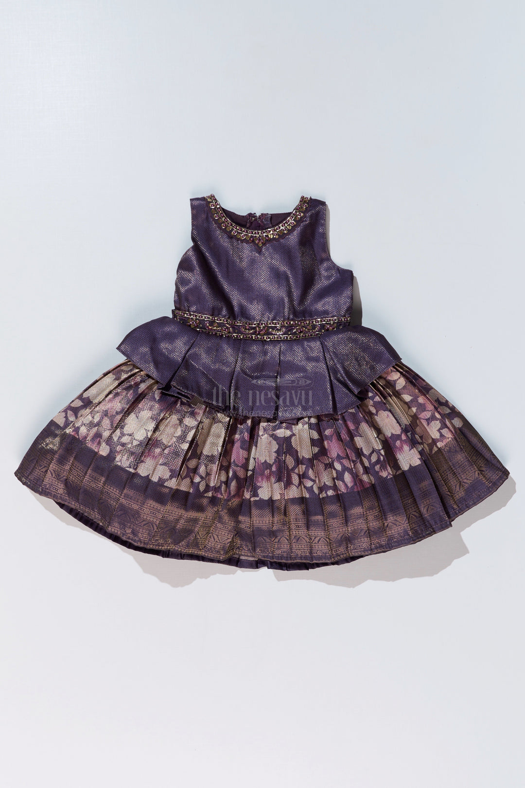 The Nesavu Silk Frock Stylish New Fashion Frock for Girls with Banarasi Jacquard and Peplum Design Nesavu Stylish New Fashion Frock Girls Banarasi Jacquard Peplum Design | The Nesavu