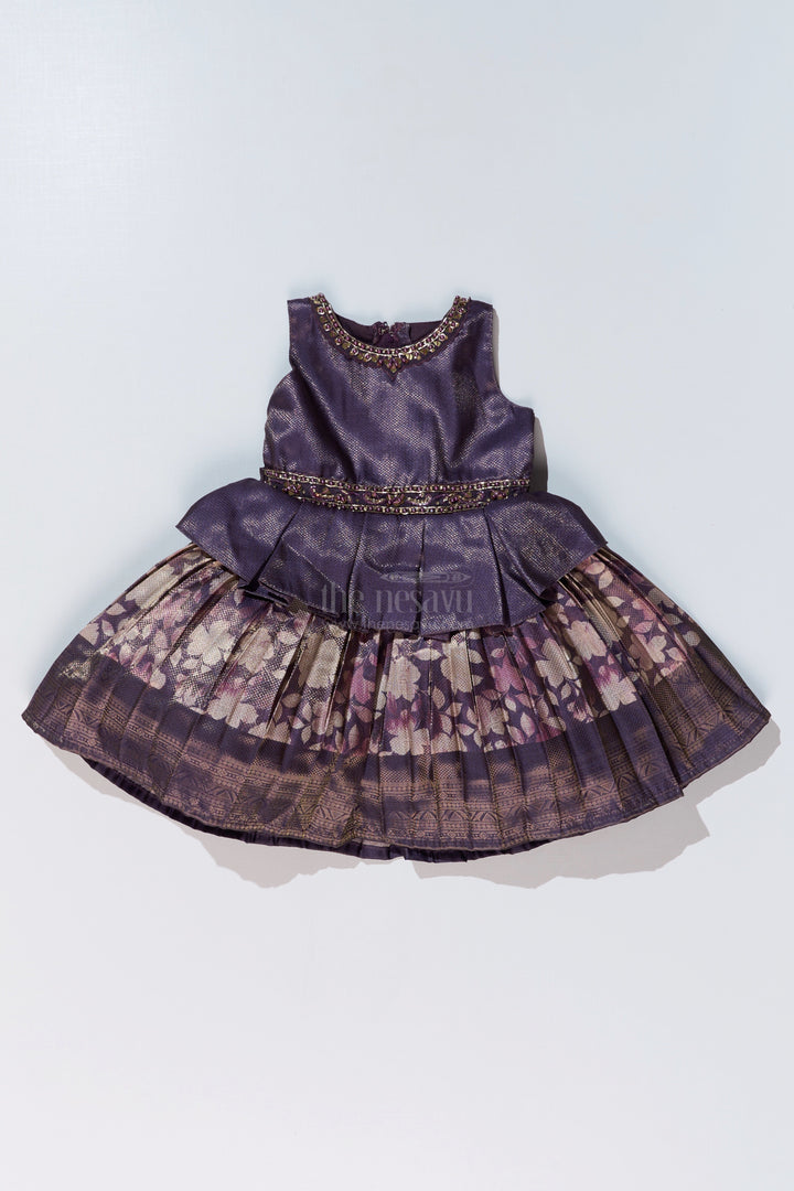 The Nesavu Silk Frock Stylish New Fashion Frock for Girls with Banarasi Jacquard and Peplum Design Nesavu Stylish New Fashion Frock Girls Banarasi Jacquard Peplum Design | The Nesavu