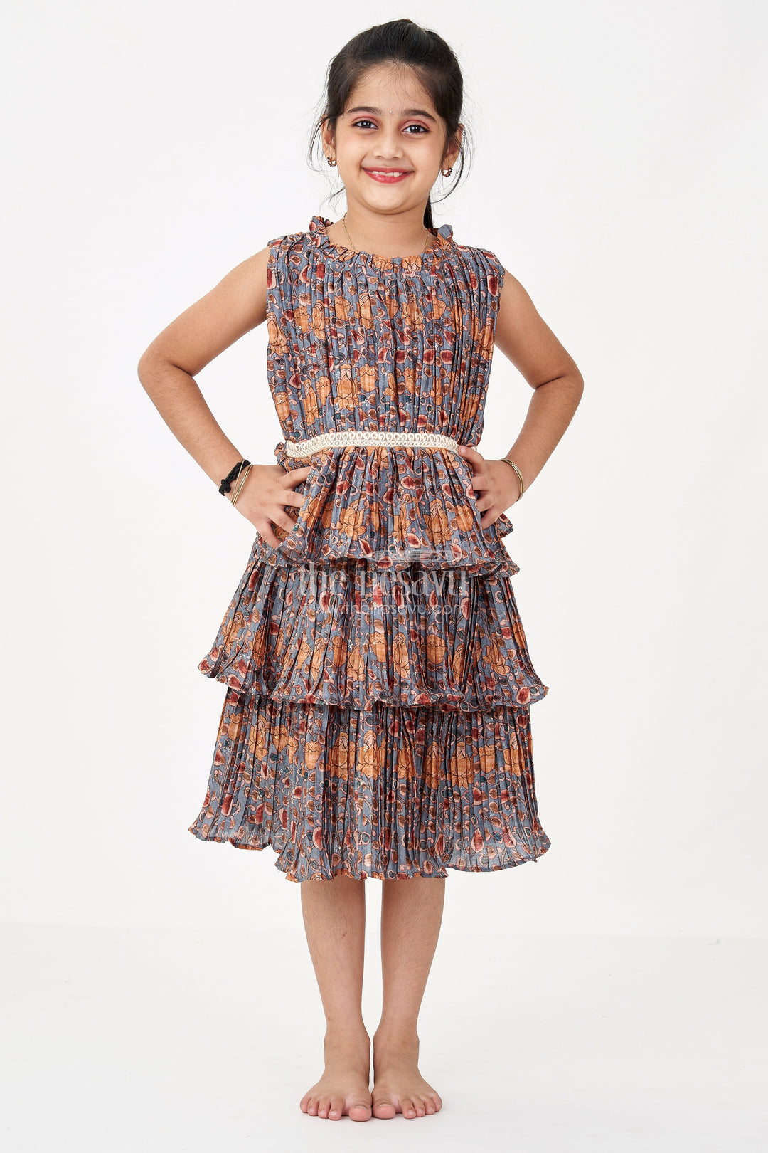 The Nesavu Girls Fancy Frock Stylish Prince Frock for Girls with Chinon Pleated Silk and Elegant Tiered Ruffles Nesavu Stylish Prince Frock Girls Chinon Pleated Silk Elegant Tiered Ruffles | The Nesavu
