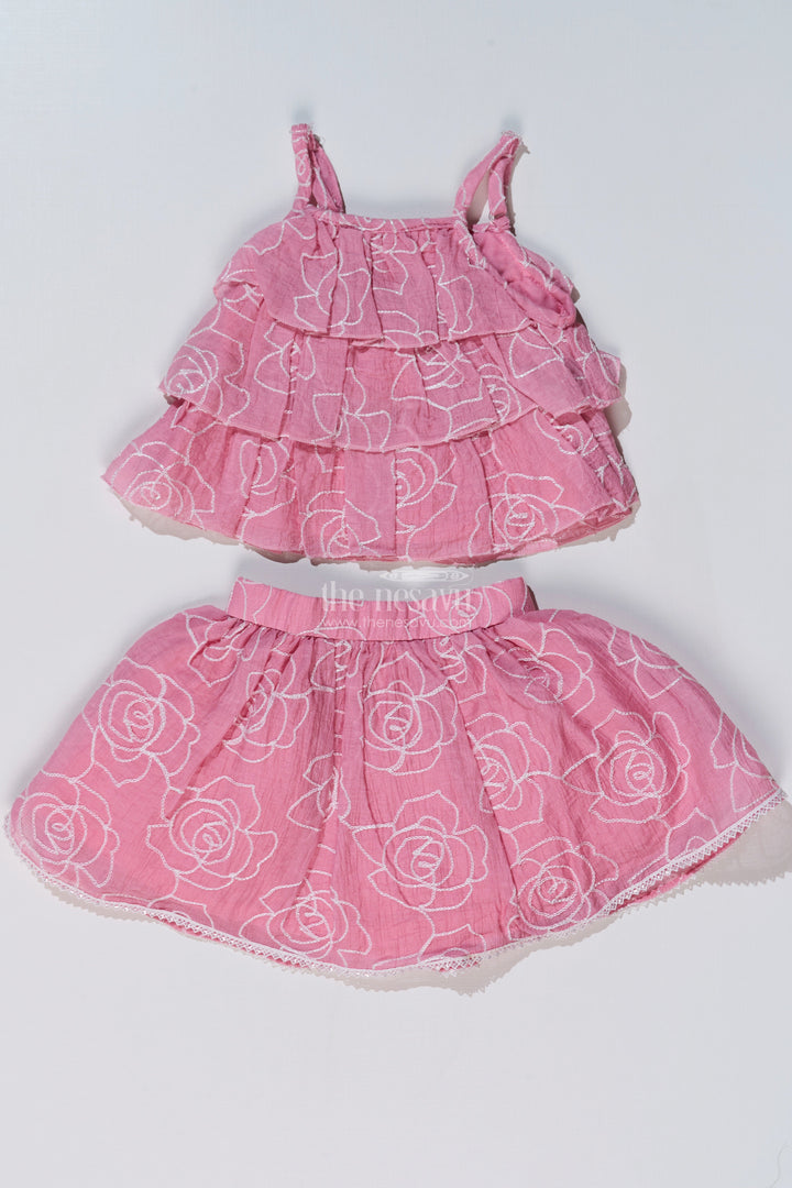 The Nesavu Baby Fancy Frock Stylish Smart Casual Clothes for Girls with Floral Embroidery and Ruffled Top Nesavu Stylish Smart Casual Clothes Girls Floral Embroidery Ruffled Top | The Nesavu