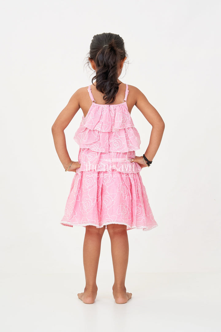 The Nesavu Baby Fancy Frock Stylish Smart Casual Clothes for Girls with Floral Embroidery and Ruffled Top Nesavu Stylish Smart Casual Clothes Girls Floral Embroidery Ruffled Top | The Nesavu