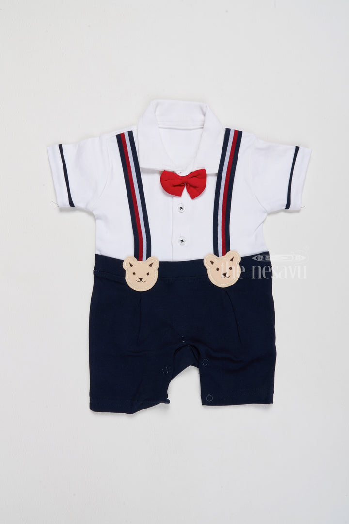 The Nesavu Baby Casual Sets Stylish Tomboy Casual Outfits for Babies with Adorable Teddy Embellishments Nesavu 10 (NB) / White BCS201A-10 Shop Adorable Tomboy Casual Outfits Babies Cotton Comfort Teddy Details | The Nesavu