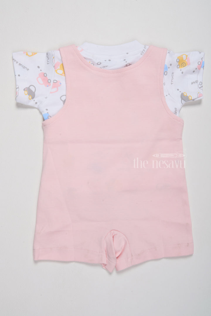 The Nesavu Baby Casual Sets Summer Clothes for Newborn Pink Car Applique Romper with Printed T-Shirt Nesavu Summer Clothes Newborn Pink Car Applique Romper Printed T-Shirt | The Nesavu
