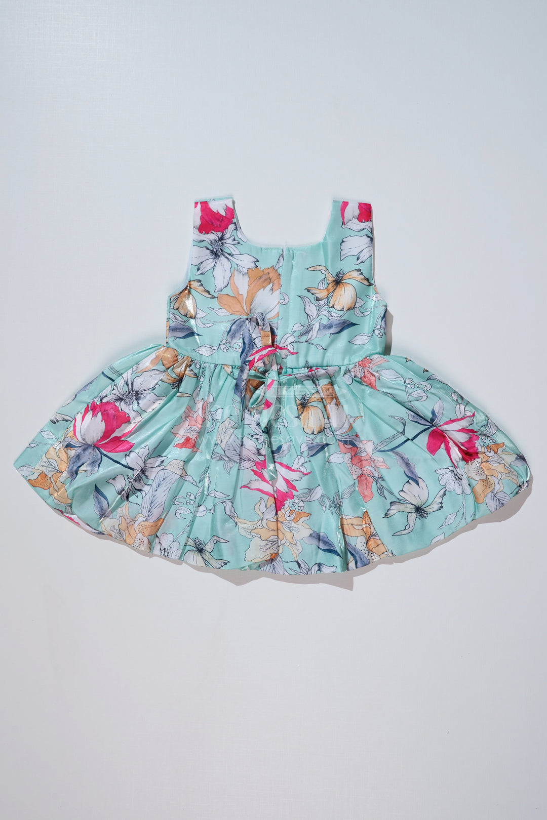 The Nesavu Baby Fancy Frock Summer Floral Frock for Baby Girls in Glaza Satin with Digital Print and Sleeveless Design Nesavu Summer Floral Frock Baby Girls Glaza Satin Digital Print Sleeveless Design | The Nesavu