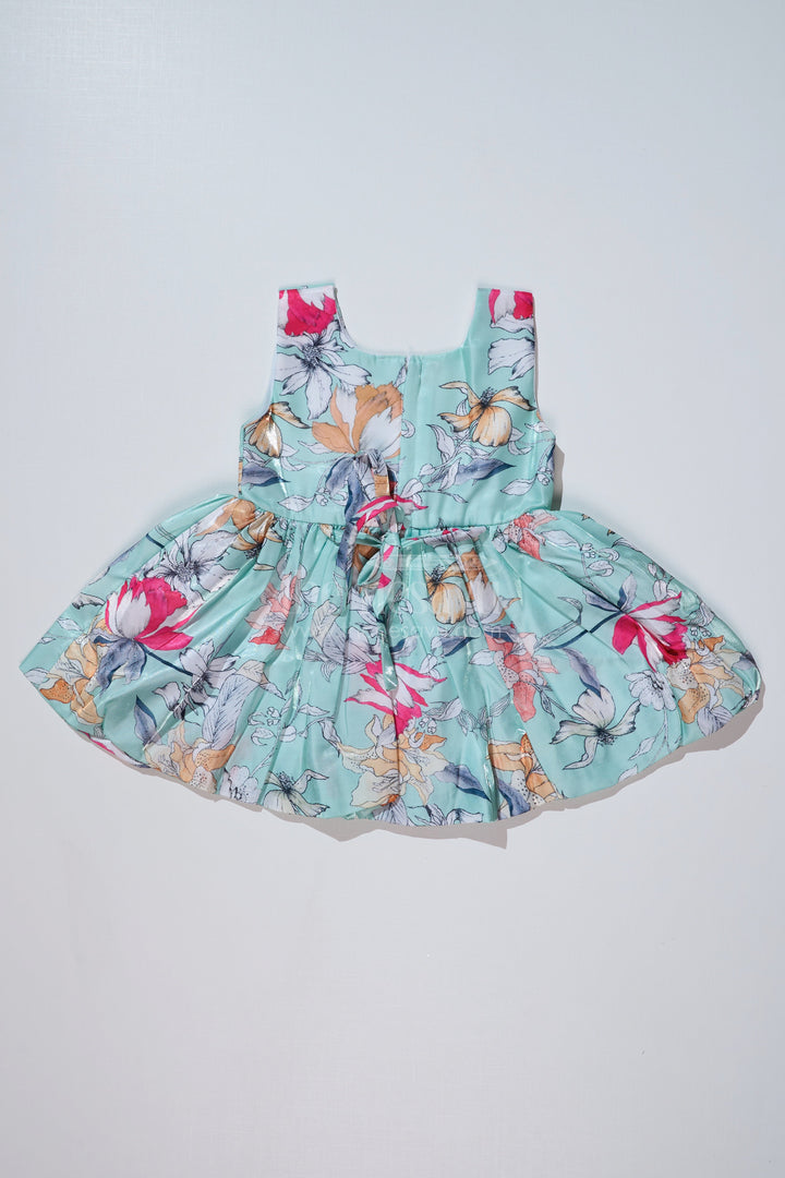 The Nesavu Baby Fancy Frock Summer Floral Frock for Baby Girls in Glaza Satin with Digital Print and Sleeveless Design Nesavu Summer Floral Frock Baby Girls Glaza Satin Digital Print Sleeveless Design | The Nesavu