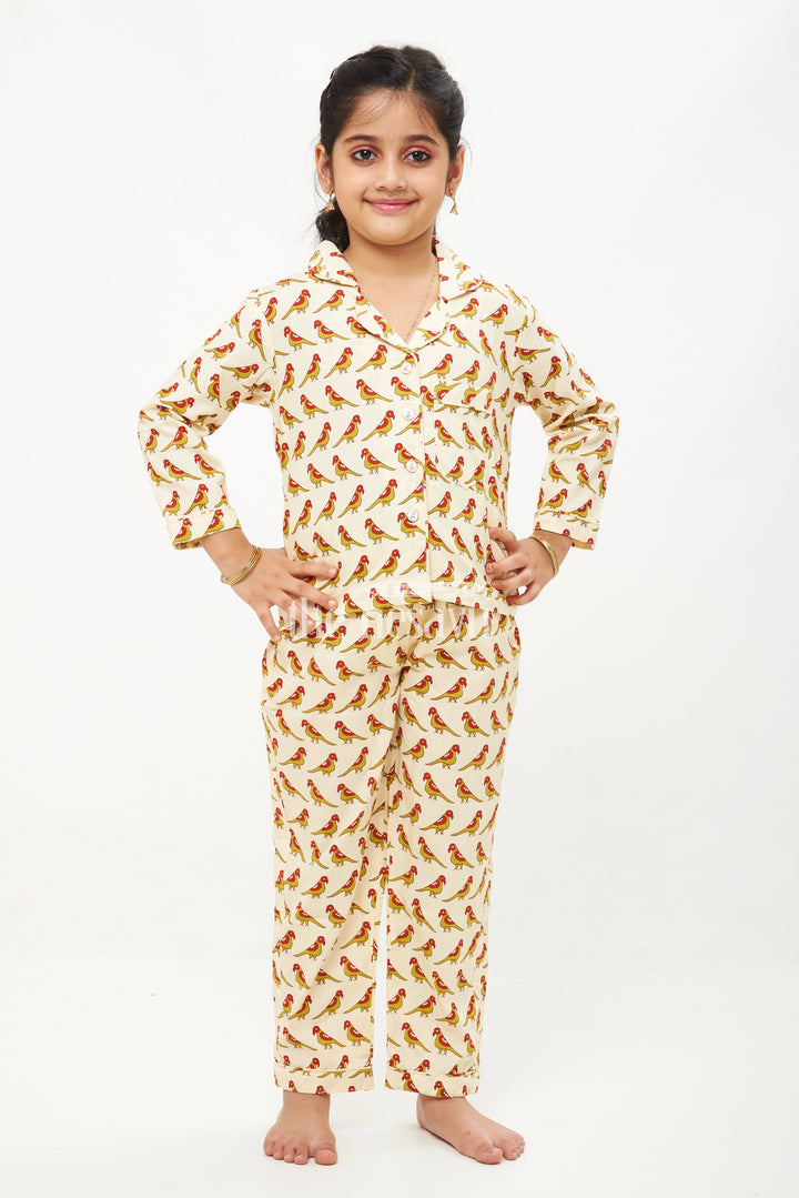 The Nesavu Night Dress Summer Ready Pure Cotton Co-Ord Set for Girls with Jaipur Hand Block Print Nesavu