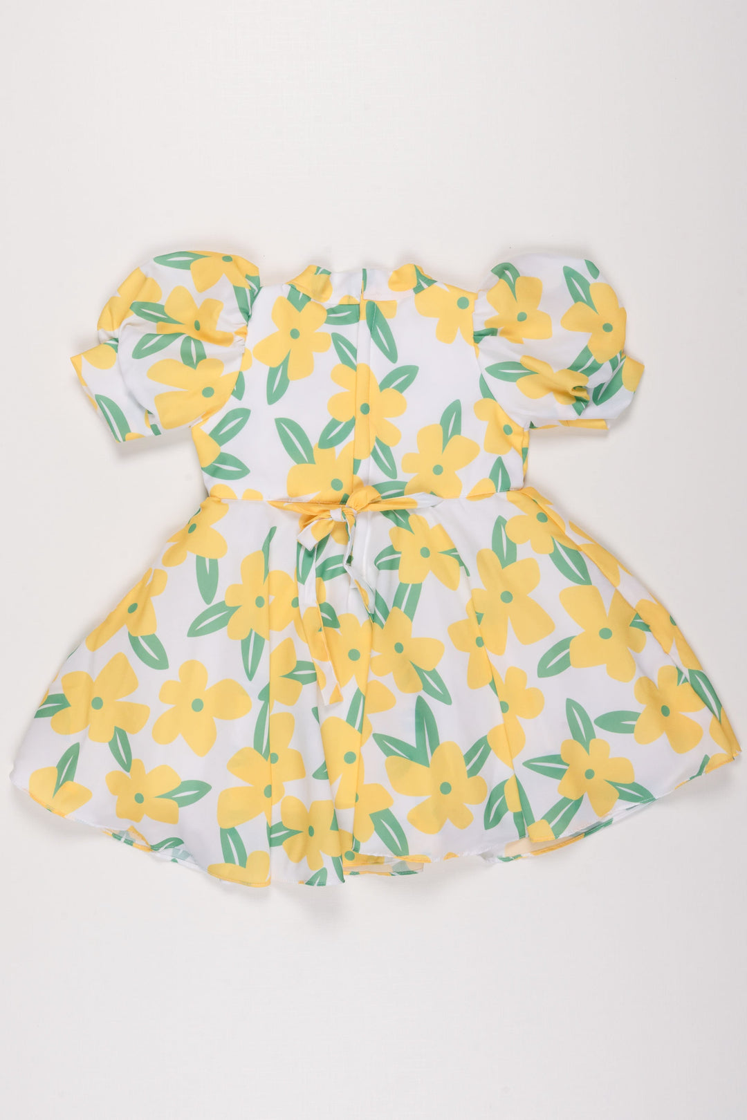 The Nesavu Girls Fancy Frock Sunny Daisy Print with Sparkling Accent Frock for Girls Nesavu Girls Daisy Floral Print Dress | Cheerful Summer Frock for Girls | The Nesavu