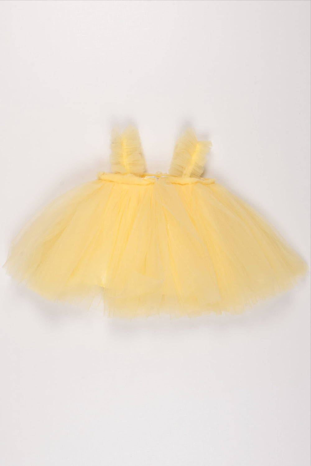 The Nesavu Girls Tutu Frock Sunny Yellow Tulle Dress with Floral Accents for Girls Nesavu Girls Yellow Tulle Floral Dress | Pastel Flower Party Dress for Kids | The Nesavu