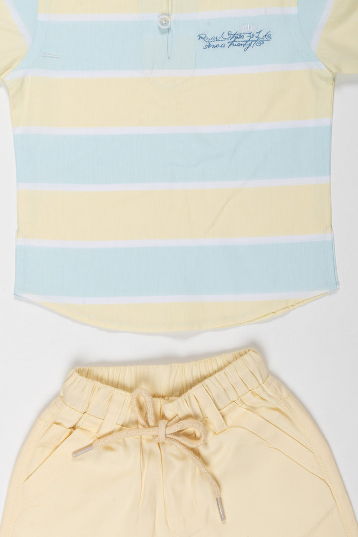 The Nesavu Boys Casual Set Sunshine Stripe Boys T-Shirt and Pant Set Nesavu Boys Summer Stripe T Shirt and Pant Set | Casual Kids Outfits | The Nesavu