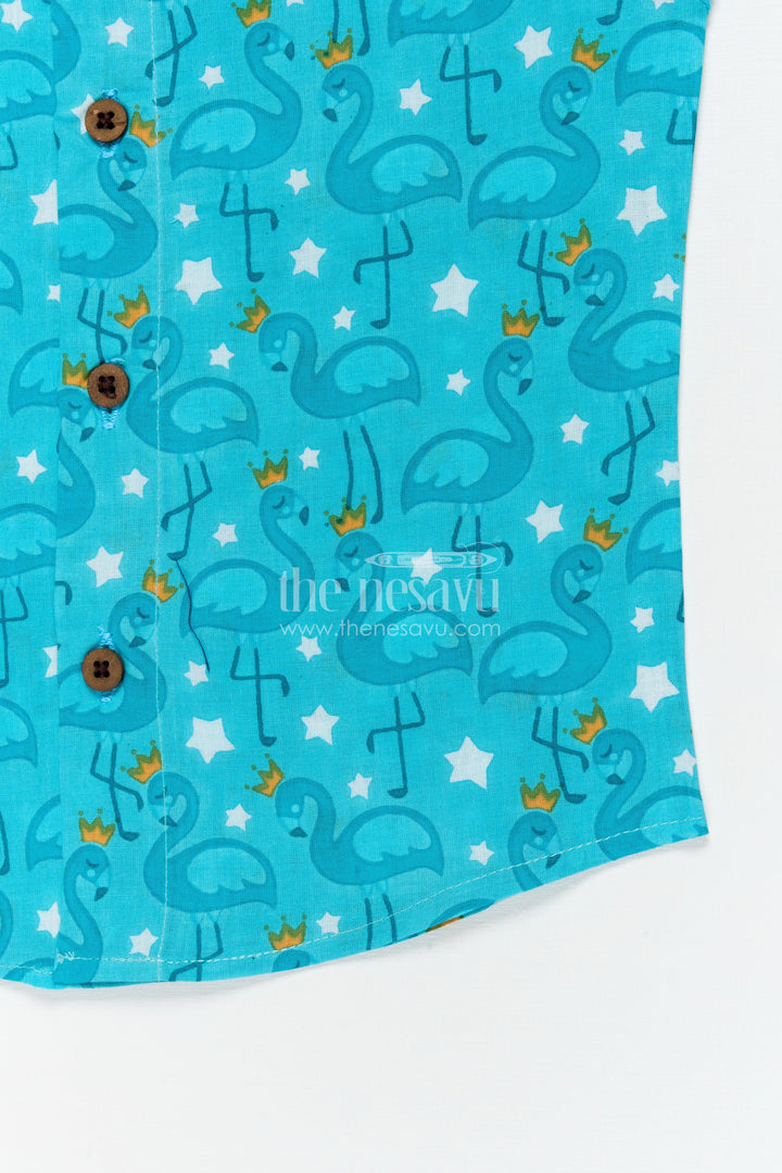 The Nesavu Baby Jablas Swan Print Jabla Top for Cute and Cozy Daily Wear Nesavu 10 (NB) / Blue / Cotton IF047A-10 Nesavu cotton baby jabla with swan digital print – playful and breathable for daily baby comfort