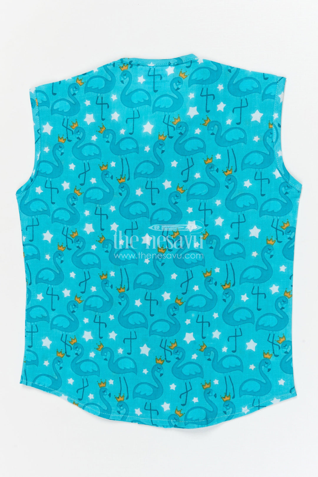 The Nesavu Baby Jablas Swan Print Jabla Top for Cute and Cozy Daily Wear Nesavu 10 (NB) / Blue / Cotton IF047A-10 Nesavu cotton baby jabla with swan digital print – playful and breathable for daily baby comfort