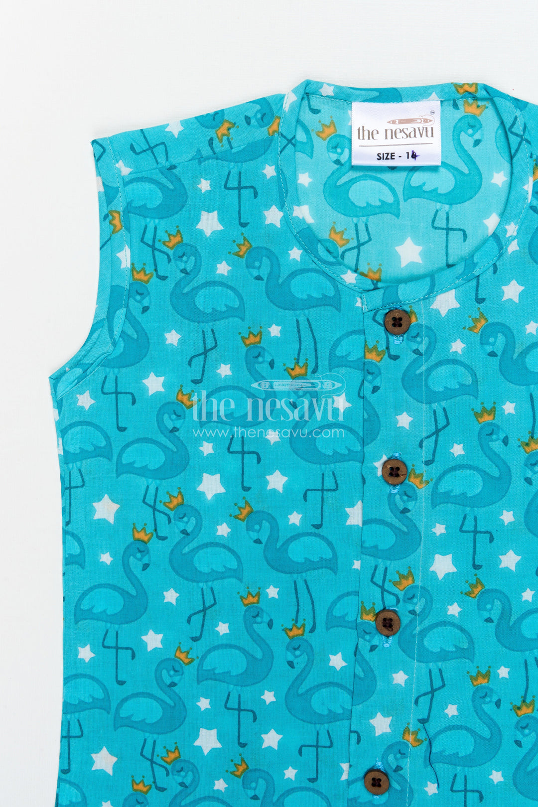The Nesavu Baby Jablas Swan Print Jabla Top for Cute and Cozy Daily Wear Nesavu 10 (NB) / Blue / Cotton IF047A-10 Nesavu cotton baby jabla with swan digital print – playful and breathable for daily baby comfort