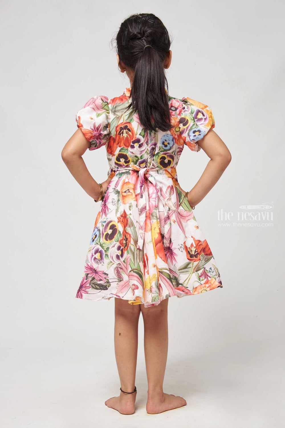 The Nesavu Girls Fancy Frock Swirl-Worthy Chiffon Frock with Beaded Details and Satin Lining Nesavu Boutique Princess Dress: A Blend Of Casual Outing Charm & Regal Grace | The Nesavu