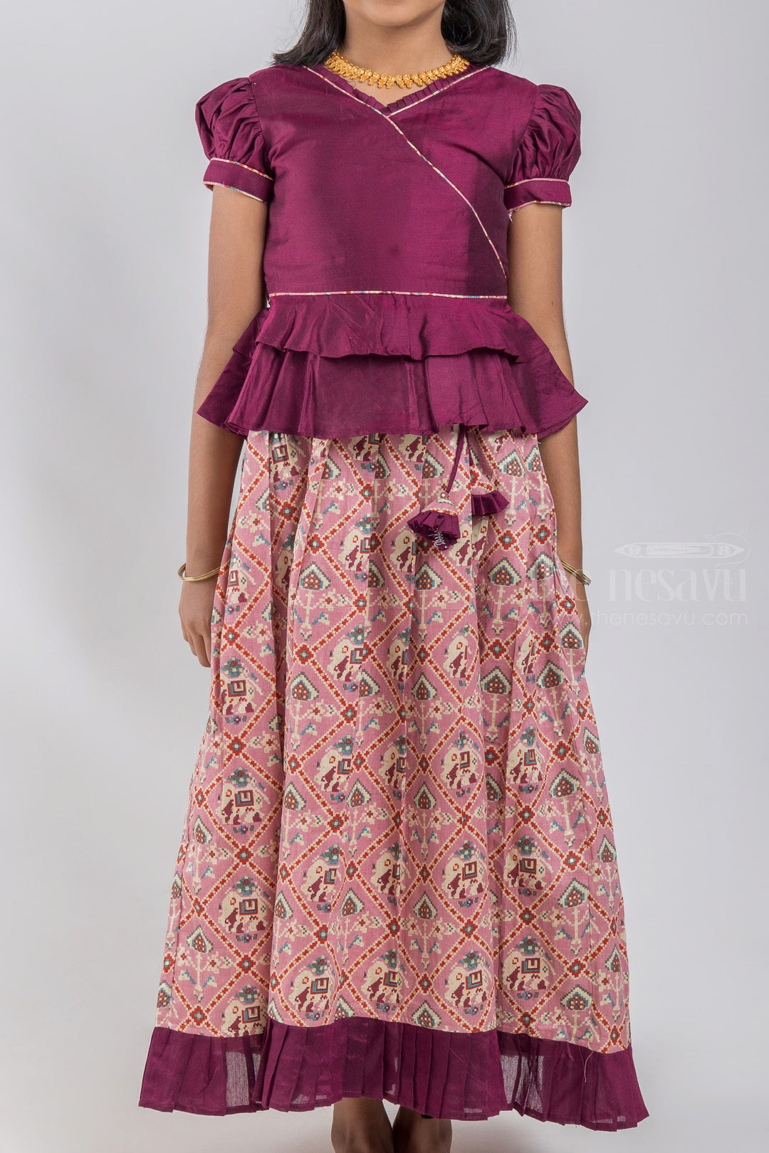 The Nesavu Pattu Pavadai Tamil Nadu Inspired Pattu Pavadai: Experience the Authenticity Nesavu Premium Silk Skirt For Girls | Pattu Pavadai For Girls | The Nesavu