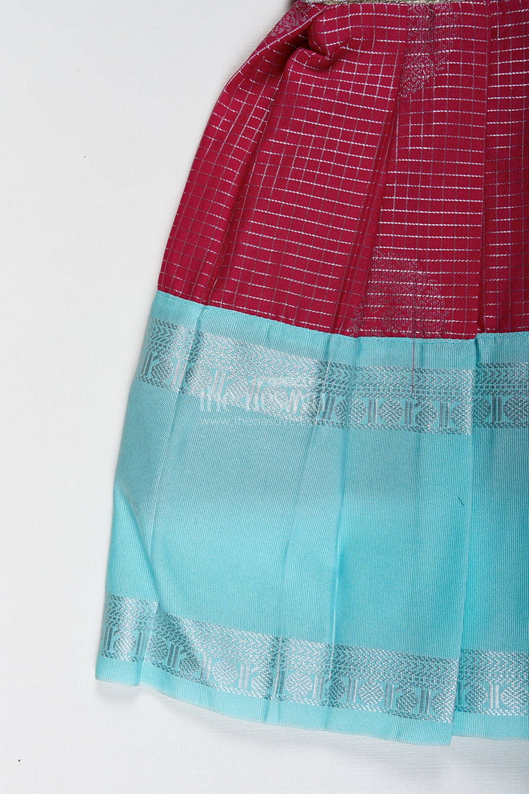 The Nesavu Tie-up Frock Teal and Maroon Tie-Up Frock for Baby Girls Perfect for Festivals and Poojas Nesavu Nesavu Teal And Maroon Tie-Up Frock For Baby Girls Ethnic Silk Dress For Traditional Functions