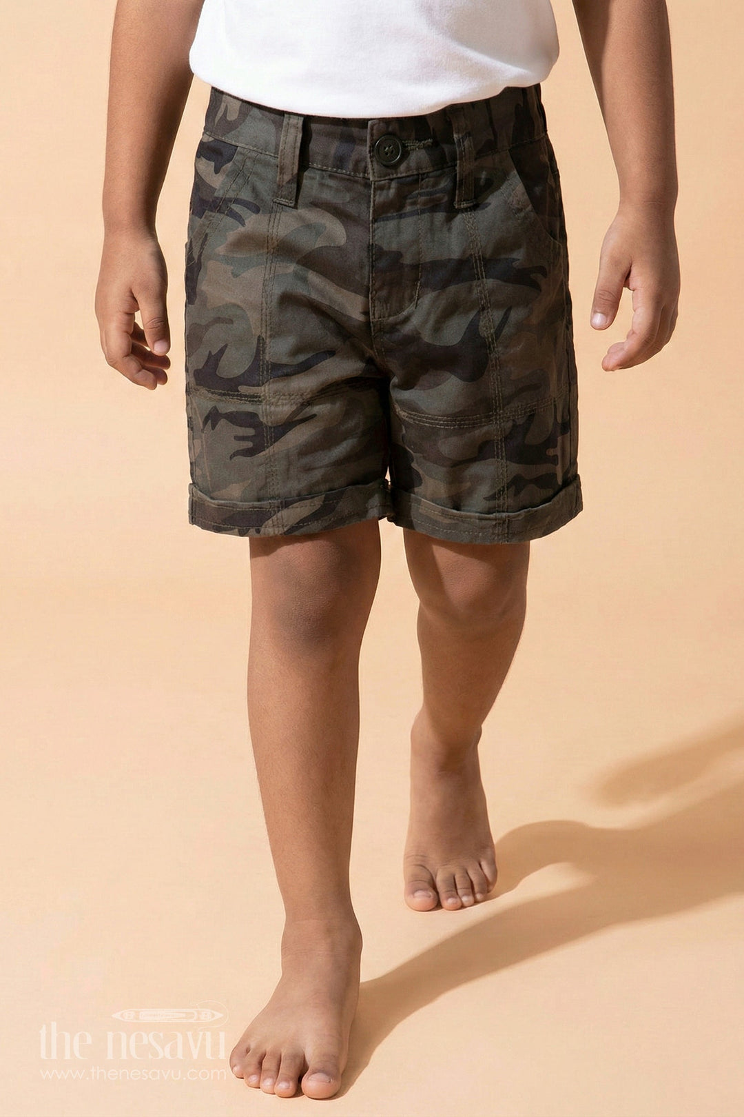 The Nesavu Boys Shorts The Nesavu Black Camouflage Cotton Cargo Boys Shorts Nesavu 16 (1Y) / Black BWS006A-16 The Nesavu Black Camouflage Cotton Cargo Boys Shorts