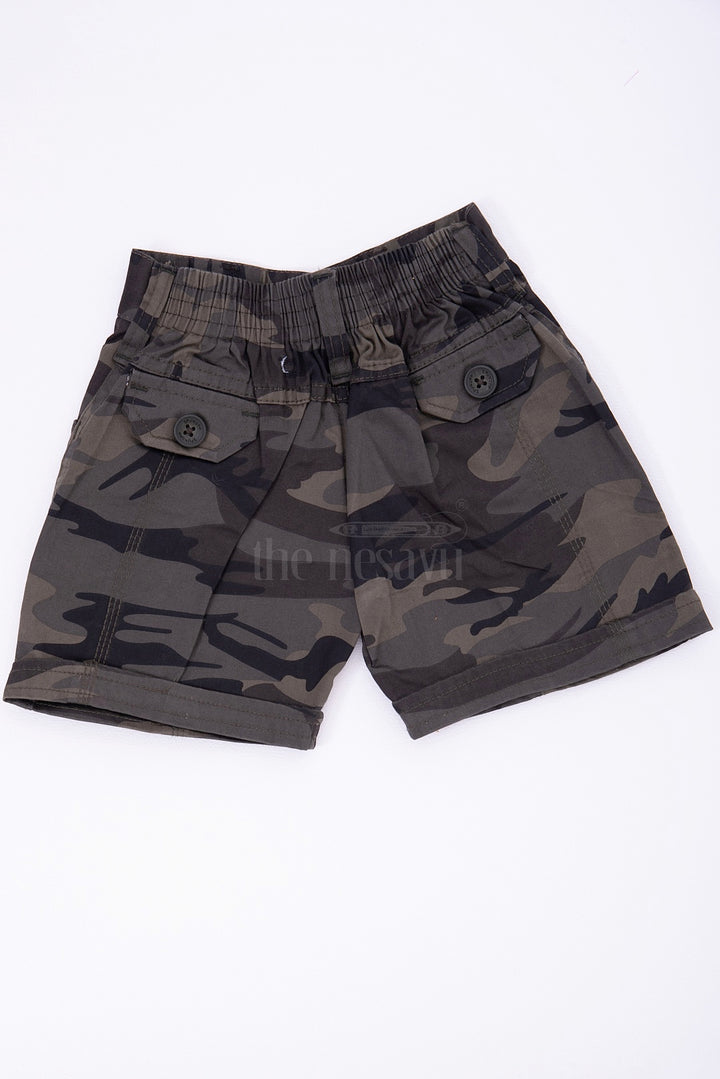 The Nesavu Boys Shorts The Nesavu Black Camouflage Cotton Cargo Boys Shorts Nesavu